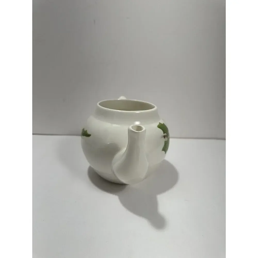 N.S. Gustin Los Angeles Pottery Holly Green Trim Teapot No Lid Tea Pot Discontin